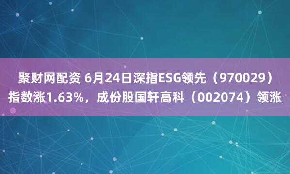 聚财网配资 6月24日深指ESG领先（970029）指数涨1.63%，成份股国轩高科（002074）领涨